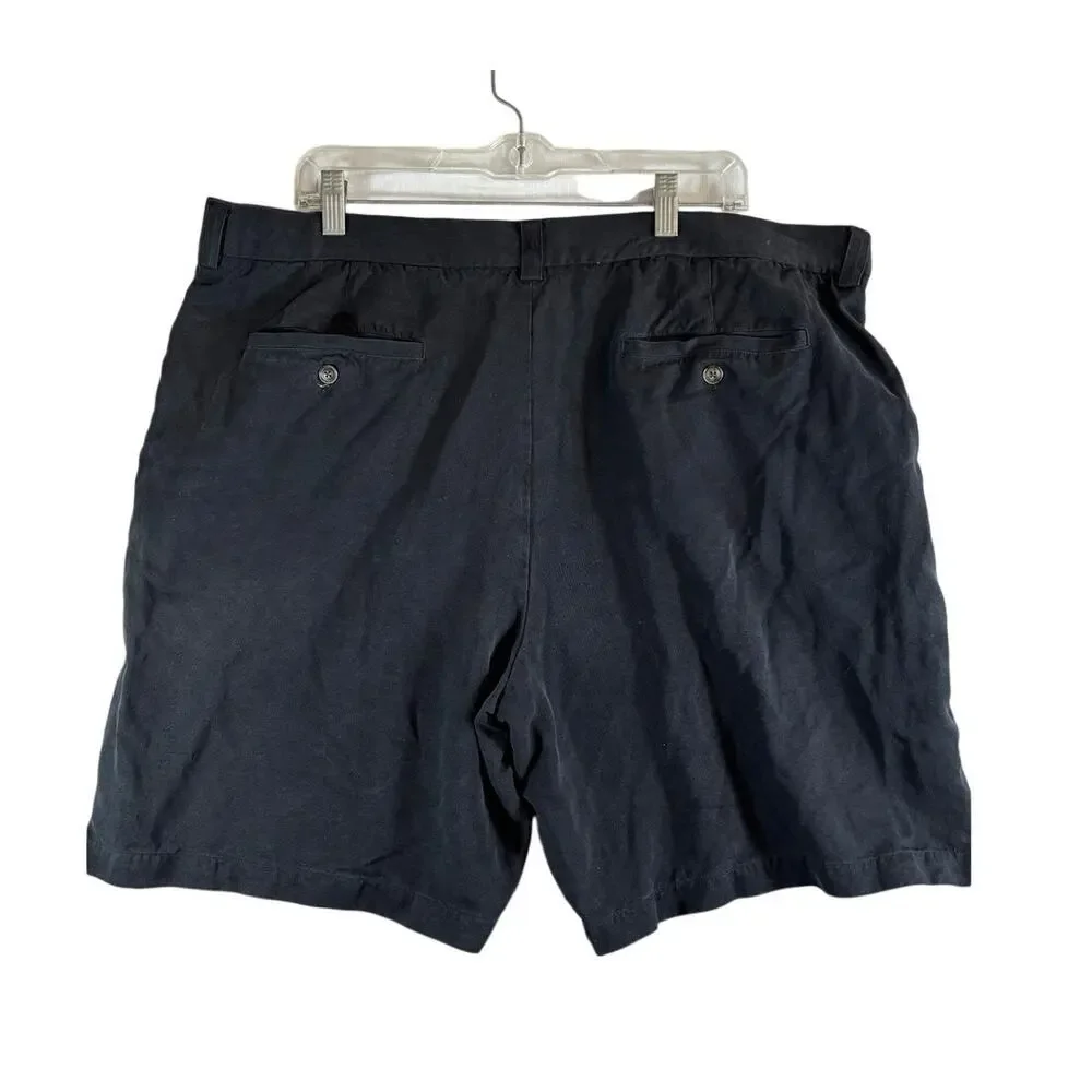 TOMMY‎ BAHAMA Mens Shorts Size 42 Black 100% Silk Chino Zip Fly